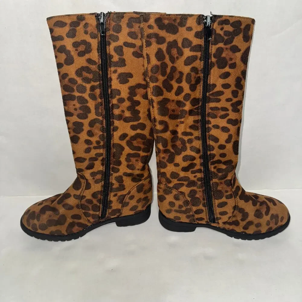 Leopard Print Girls 11‎ Boots Autumn Winter School Casual Basic Cool Weather